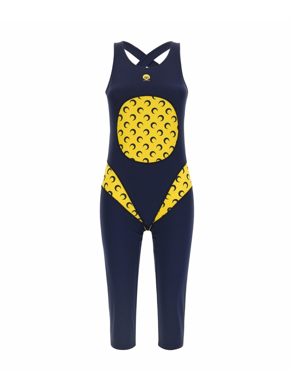 Marine Serre Kids Navy & Yellow Crescent-Print One-Piece